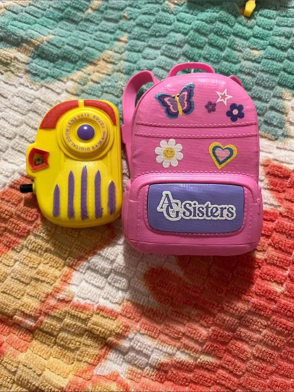 Pink Kids Mini Backpack with Butterfly & Heart Patches